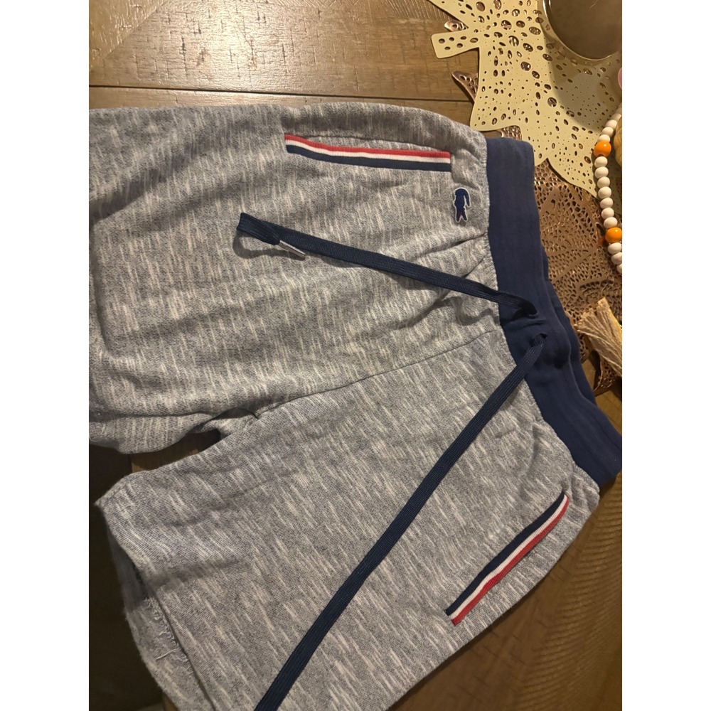 Lacoste Mens Grey Marl Sleepwear Lounge Shorts Navy Waistband Small